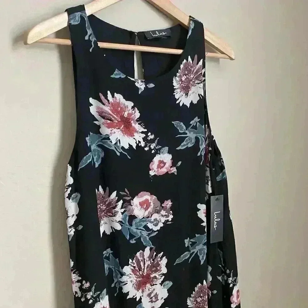 Lulus Walk This Sway Black Floral Swing‎ Dress